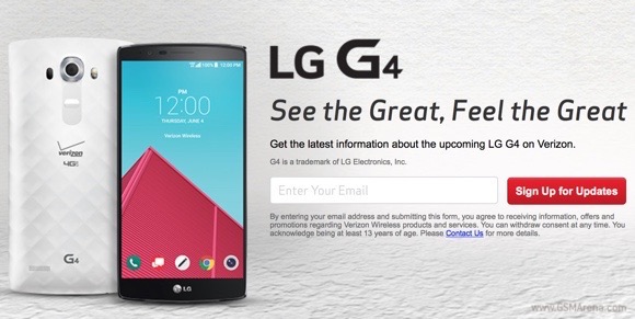 lg g4 باللون الاحمر على شركة الاتصال فيرايزون وايرلس