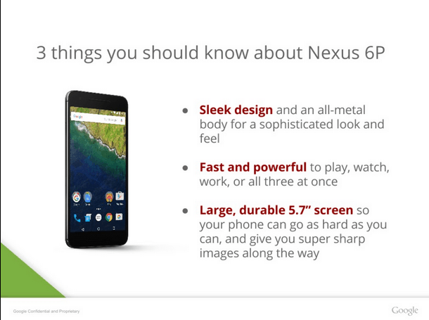 Nexus 6P المواصفات، التصميم، الالوان
