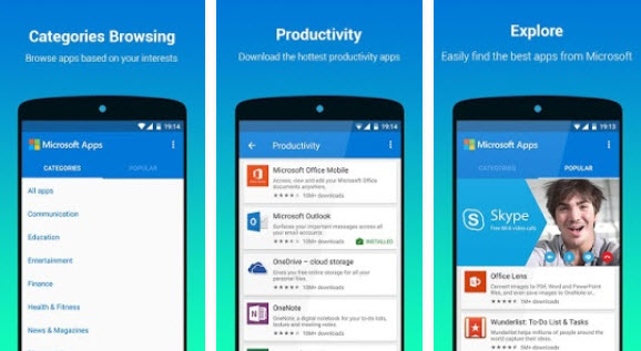 تطبيق Microsoft Apps للعثور على افضل تطبيقات مايكروسوفت للأندرويد