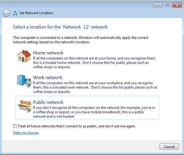 ما هو موقع الشبكة network location الذي يظهر عند الاتصال بالانترنت في الويندوز