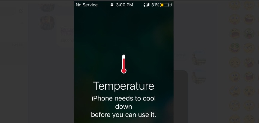 رسالة يحتاج الايفون ان يترك ليبرد قبل الإستخدام Temperature - iPhone needs to cool down