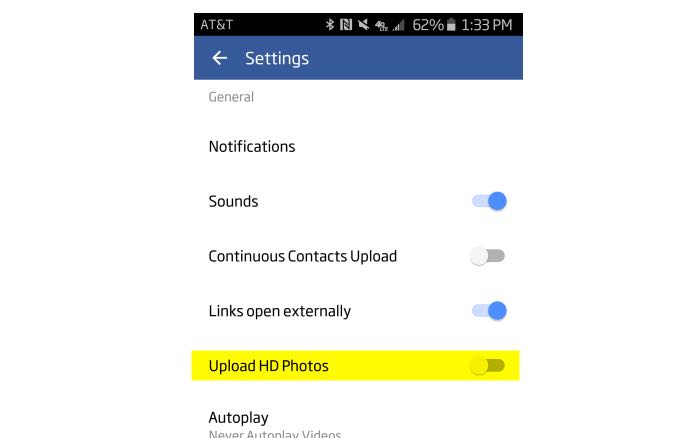 تحديث تطبيق الفيس بوك يوفر إمكانية رفع الصور بجودة عالية upload hd photos