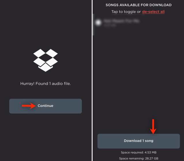 تشغيل ملفات الصوت من الدروبوكس