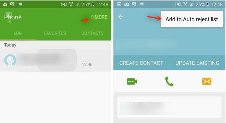 حظر رقم في سامسونج