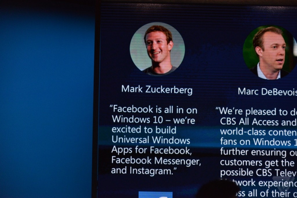 مؤتمر مايكروسوفت : تطبيق الفيس بوك ماسنجر وانستقرام كلاهما قادم الى الويندوز 10