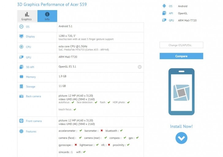 هاتف أيسر s59 ياتى مع كاميرا امامية 13 MP