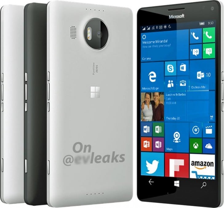هاتف Lumia 950 XL يظهر فى صورة باللون الابيض