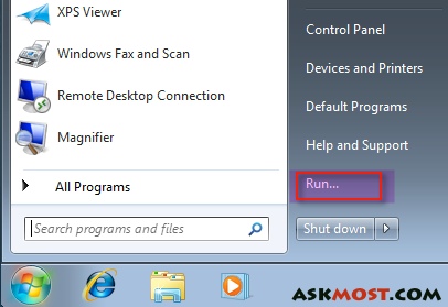 طريقة اضافة الامر run فى ويندوز ٧ بالصور run command for windows 7